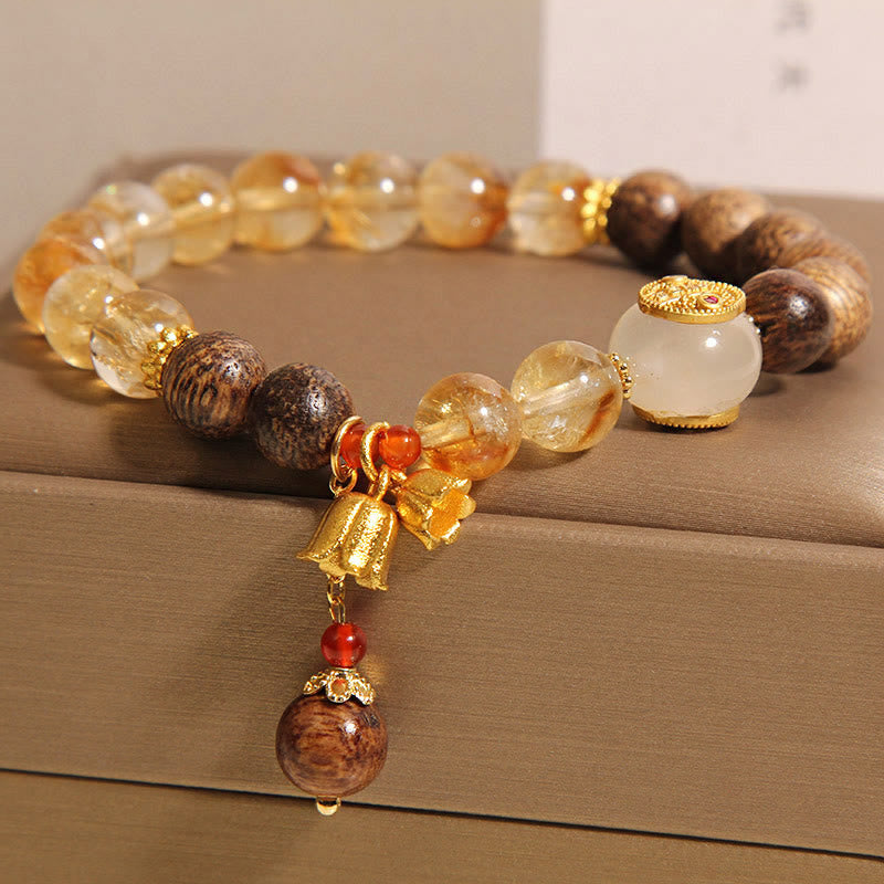KarmaRipple's Citrine Agarwood Lily Of The Valley Five Directions Gods Of Wealth Protection Bracelet p2