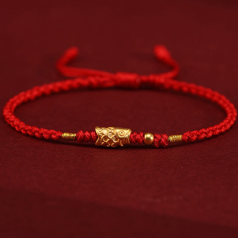 KarmaRipple's 999 Gold Fortune Protection Koi Fish Handmade Woven String Bracelet p20