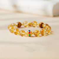 KarmaRipple's 925 Sterling Silver Fu Character Citrine Tiger Eye Protection Bracelet