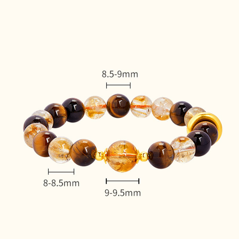 KarmaRipple's 999 Sterling Silver Authentic Citrine Tiger Eye Peace Buckle Protection Bracelet p5