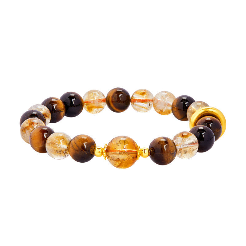 KarmaRipple's 999 Sterling Silver Authentic Citrine Tiger Eye Peace Buckle Protection Bracelet p13