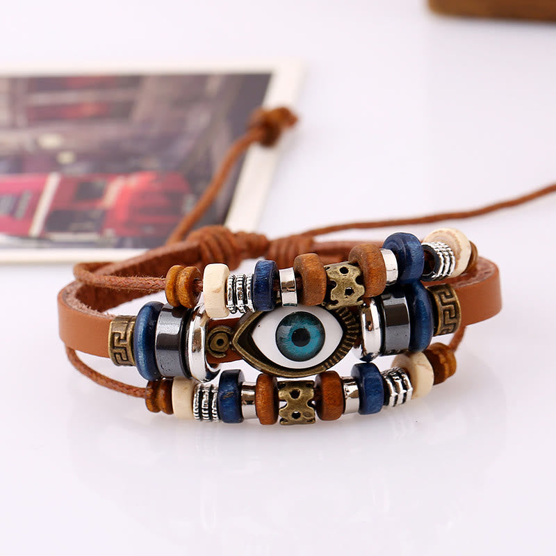 KarmaRipple's Tibetan Evil Eye Leather Adjustable Protection Bracelet p19