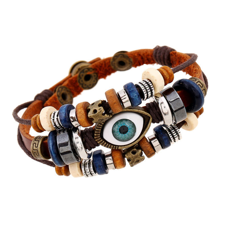 KarmaRipple's Tibetan Evil Eye Leather Adjustable Protection Bracelet p44