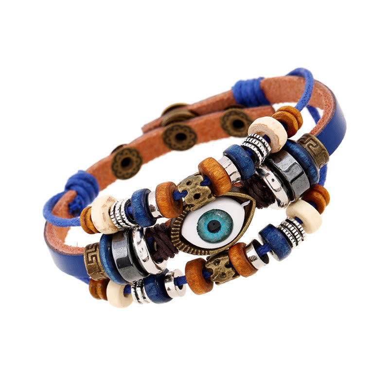 KarmaRipple's Tibetan Evil Eye Leather Adjustable Protection Bracelet p48