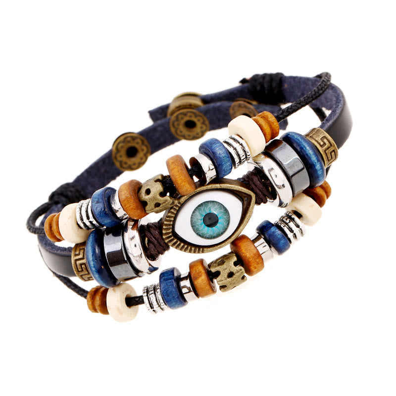 KarmaRipple's Tibetan Evil Eye Leather Adjustable Protection Bracelet p43