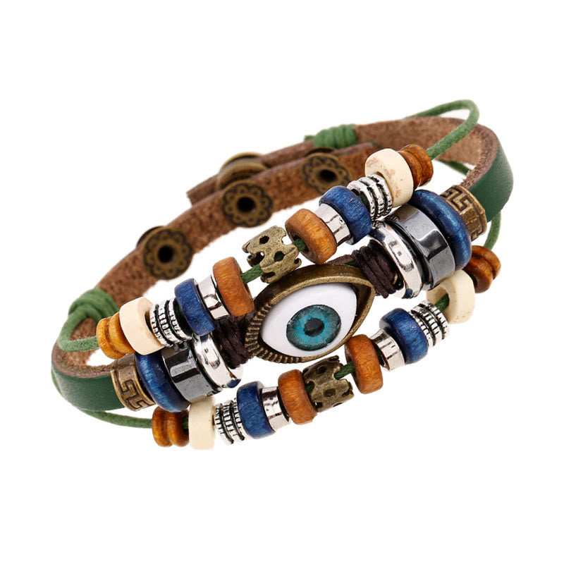 KarmaRipple's Tibetan Evil Eye Leather Adjustable Protection Bracelet p12