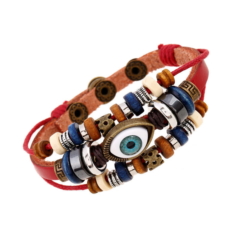 KarmaRipple's Tibetan Evil Eye Leather Adjustable Protection Bracelet p45