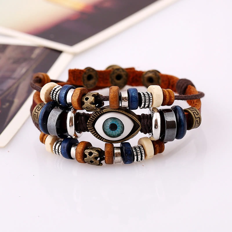 KarmaRipple's Tibetan Evil Eye Leather Adjustable Protection Bracelet p27