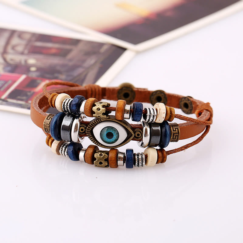 KarmaRipple's Tibetan Evil Eye Leather Adjustable Protection Bracelet p31