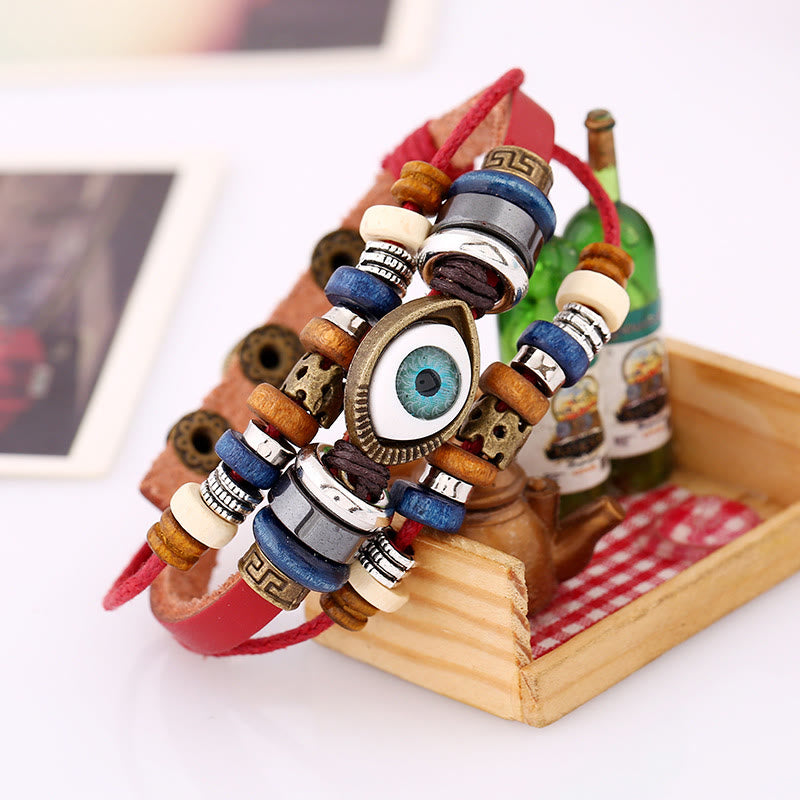 KarmaRipple's Tibetan Evil Eye Leather Adjustable Protection Bracelet p30