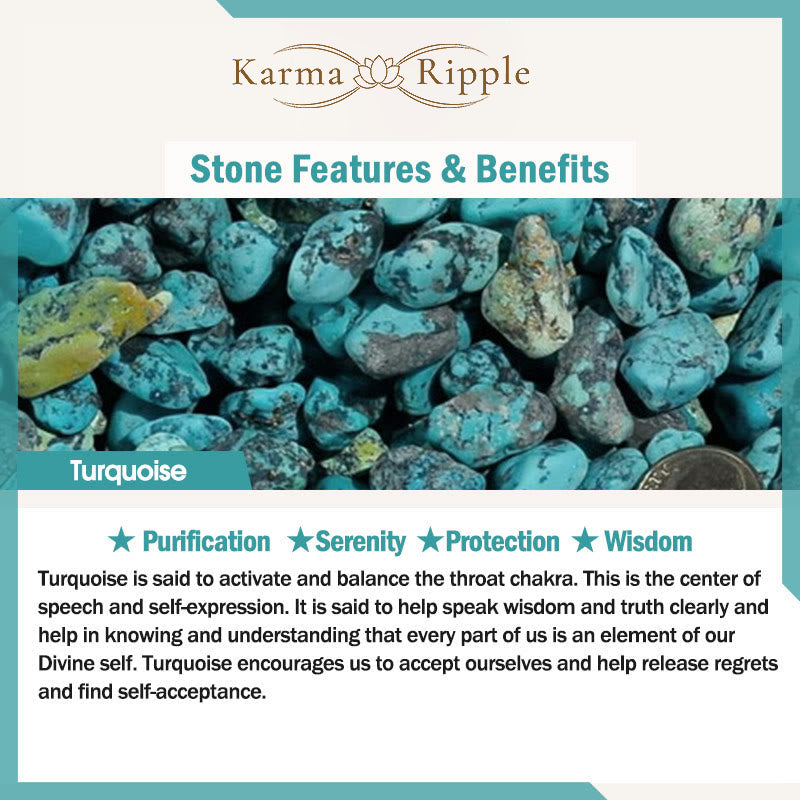 KarmaRipple's 108 Mala Beadwork Authentic Stone Tiger Eye Turquoise Protection Strength Bracelet Pendant p12