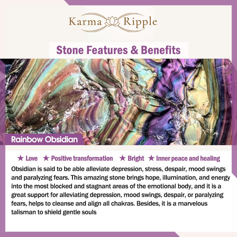 KarmaRipple's To Experience a Reversal of Fortune Rainbow Obsidian Gold Sheen Obsidian Protection Bracelet p11