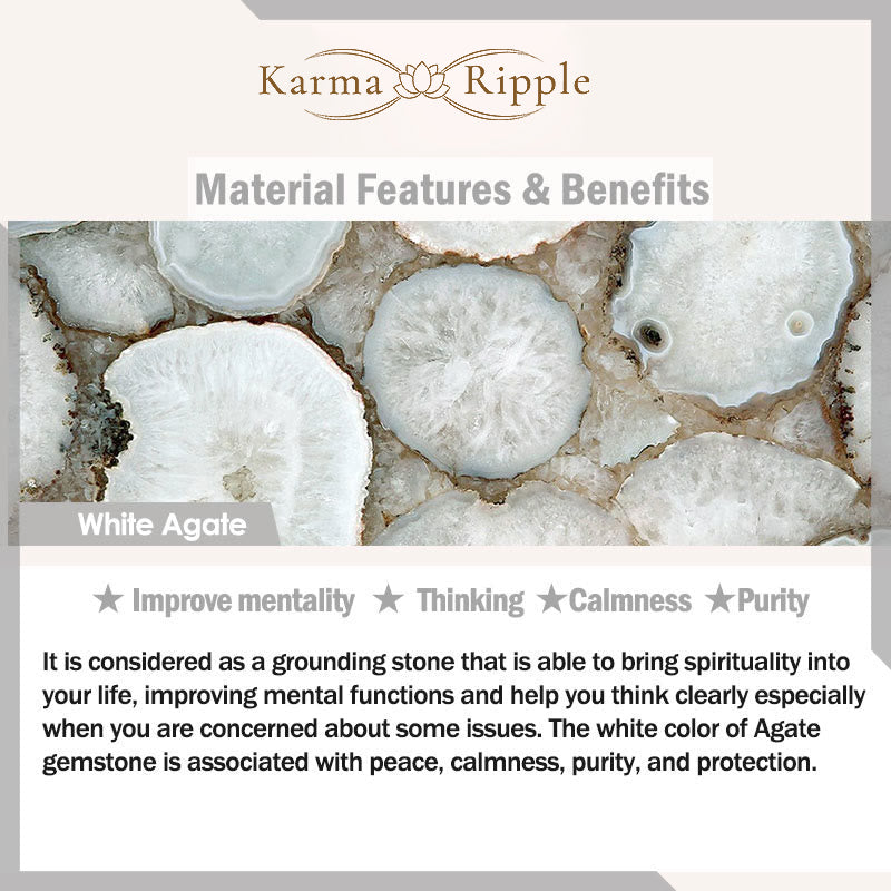 KarmaRipple's Handmade Ivory Agate Peace Buckle Fortune Happiness Protection Weave String Bracelet p13