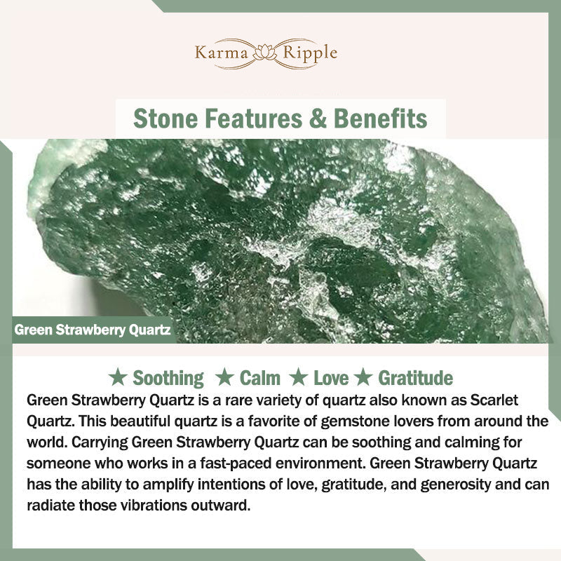 KarmaRipple's Authentic Green Strawberry Quartz Soothing Fu Character Bracelet p10