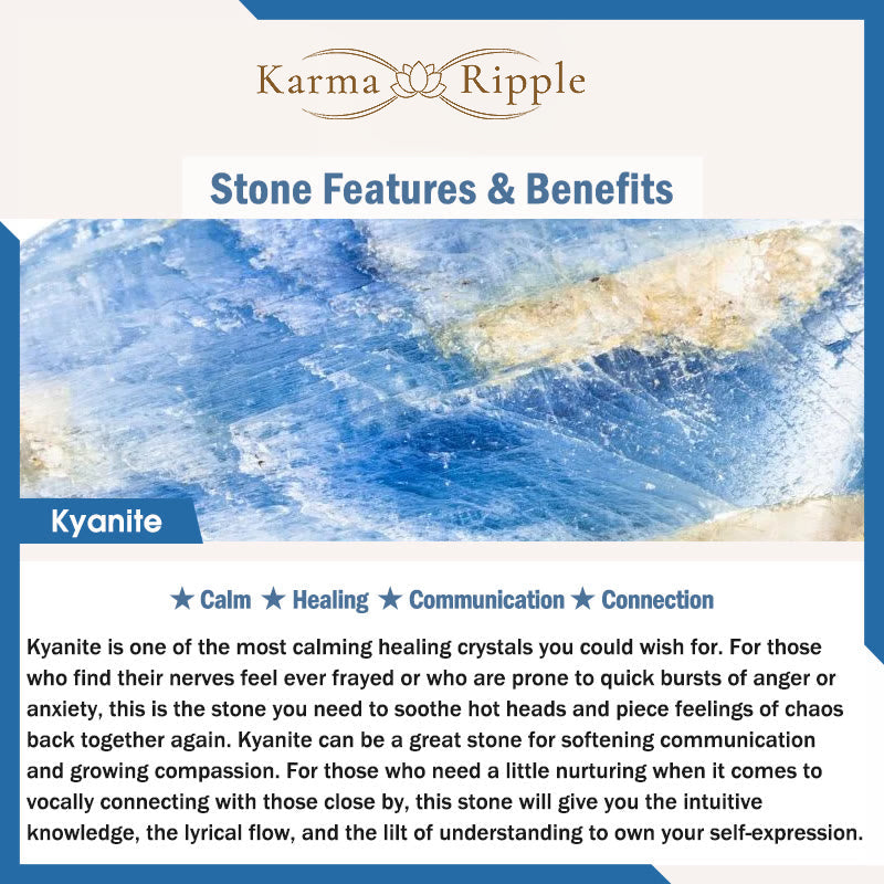 KarmaRipple's Authentic Kyanite Labradorite Ivory Gemstone Crescent Moon Communication Bracelet p9