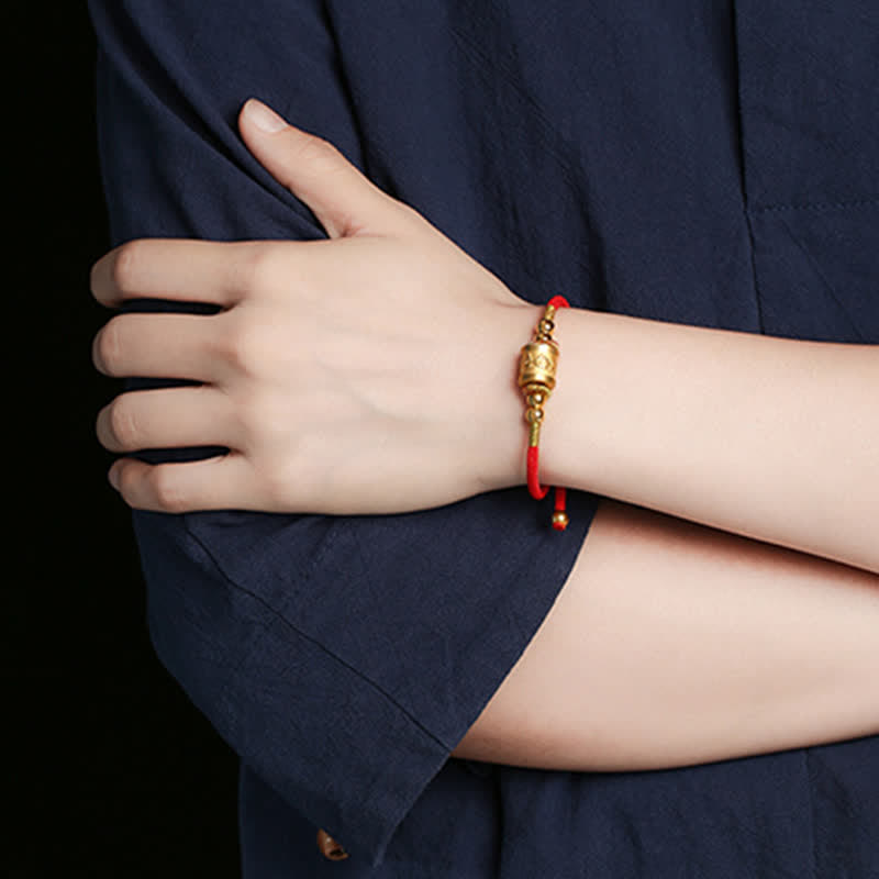 KarmaRipple's 999 Sterling Silver Om Mani Padme Hum Fortune Red String Bracelet p4