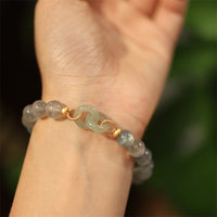 KarmaRipple's Authentic Moonstone Heitan Jade Peace Buckle Balancing Bracelet