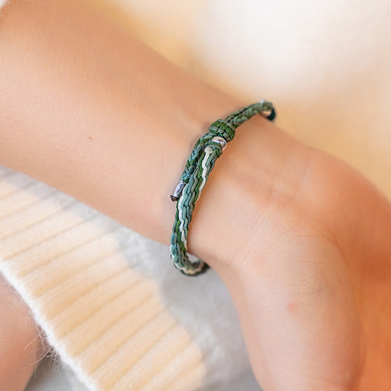 KarmaRipple's 925 Sterling Silver Bamboo Reincarnation Weave Fortune Protection String Bracelet p5