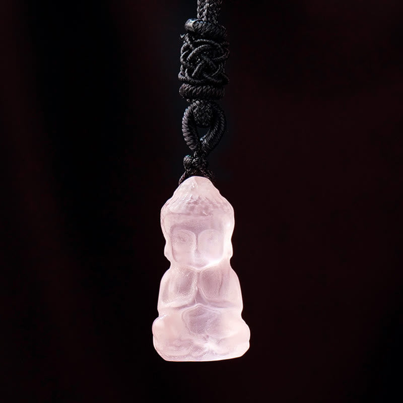 KarmaRipple's Various Gemstone Amethyst Pink Gemstone Ivory Gemstone Citrine Buddha Carved Spiritual Balancing Pendant Necklace Decoration p25