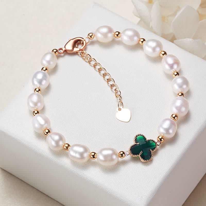 KarmaRipple's Pearl Four Leaf Clover Wealth Chain Bracelet p12