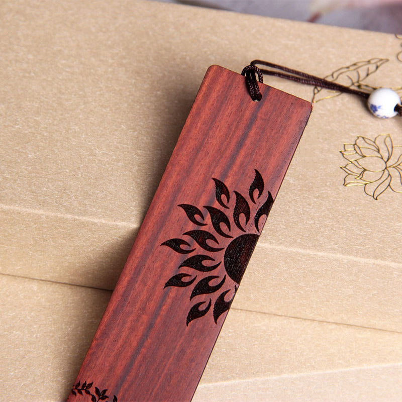 KarmaRipple's Sun Tree Ebony Wood Small Leaf Red Sandalwood Bookmarks With Gift Box p7