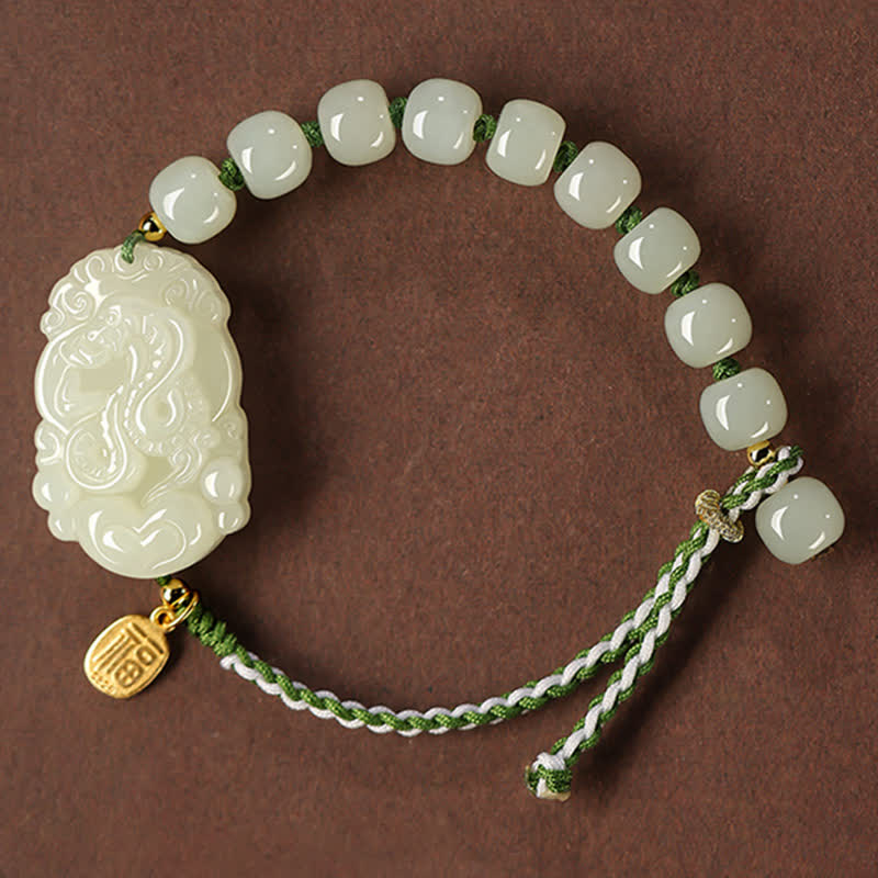 KarmaRipple's 925 Sterling Silver Chinese Zodiac Hetian Jade Happiness Fortune String Bracelet p29