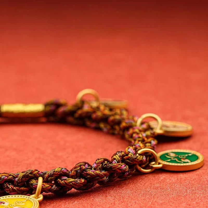 KarmaRipple's Tibetan Five God Of Wealth Thangka Fortune Braid String Bracelet p12