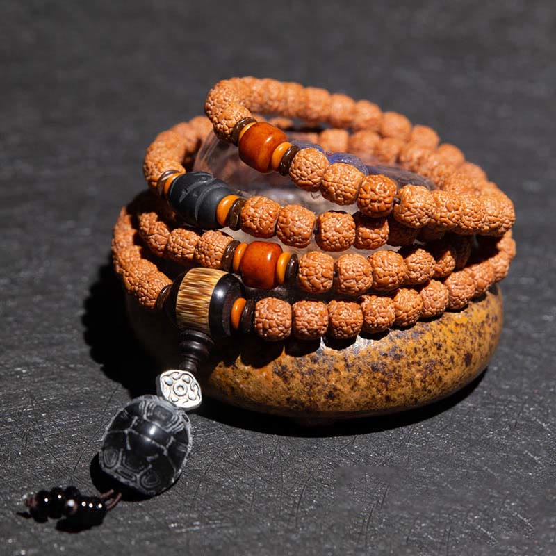 KarmaRipple's Tibet 108 Mala Beadwork Rudraksha Bodhi Seed Chinese Zodiac Natal Buddha Wealth Talisman Bracelet p33