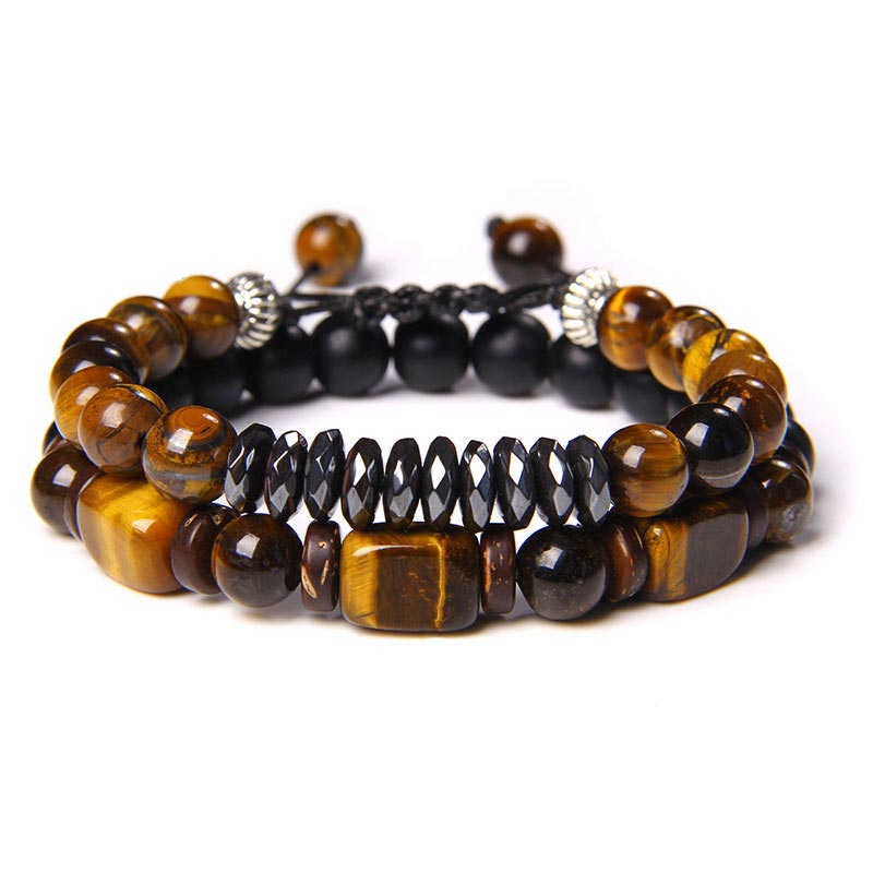 KarmaRipple's Tiger Eye Frosted Stone Hematite Courage Bracelet p19