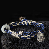 KarmaRipple's 925 Sterling Silver Om Mani Padme Hum Swastika Handmade Protection Bracelet