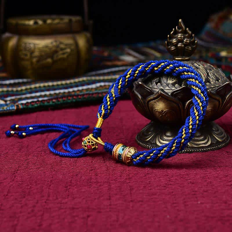 KarmaRipple's Tibetan Handmade Fortune Thangka Prayer Wheel Talisman Weave String Bracelet p34