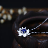 KarmaRipple's 925 Sterling Silver Lazurite Lotus Flower Self Care Pendant Necklace