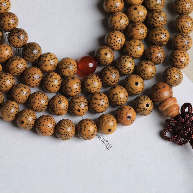 KarmaRipple's 108 Mala Beadwork Bodhi Seed Red Agate Auspiciousness Bracelet p6