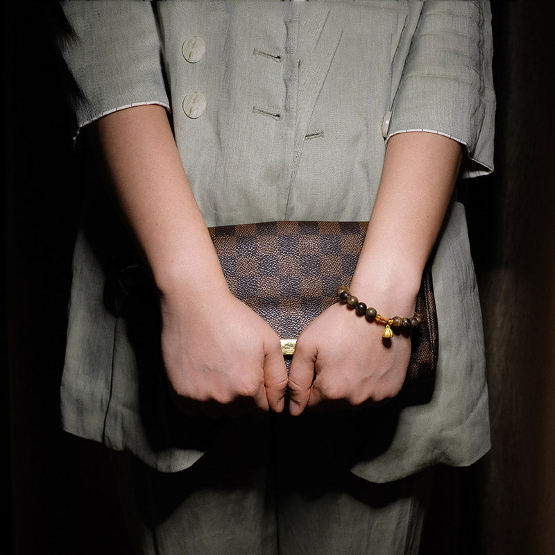 KarmaRipple's 999 Gold Brunei Agarwood Cyan Jade Lotus Flower Peace Strength Bracelet p5