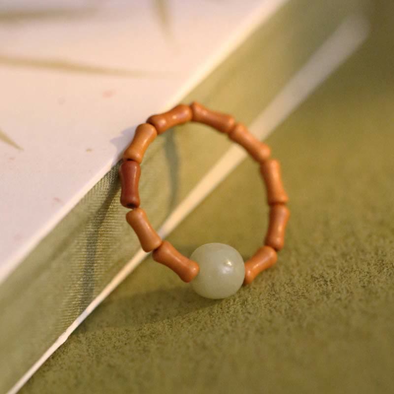 KarmaRipple's Hetian Jade Beaded Bamboo Prosperity Fortune Ring p11