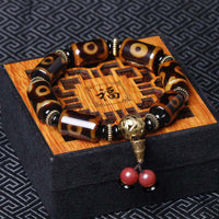 KarmaRipple's Tibetan Nine-Eye Dzi Bead Fortune Talisman Bracelet