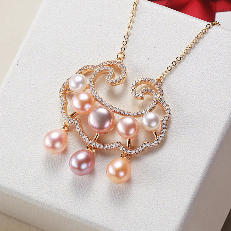 KarmaRipple's 18K Gold Plated Authentic Pearl Chinese Lock Talisman Sincerity Pendant Necklace p5