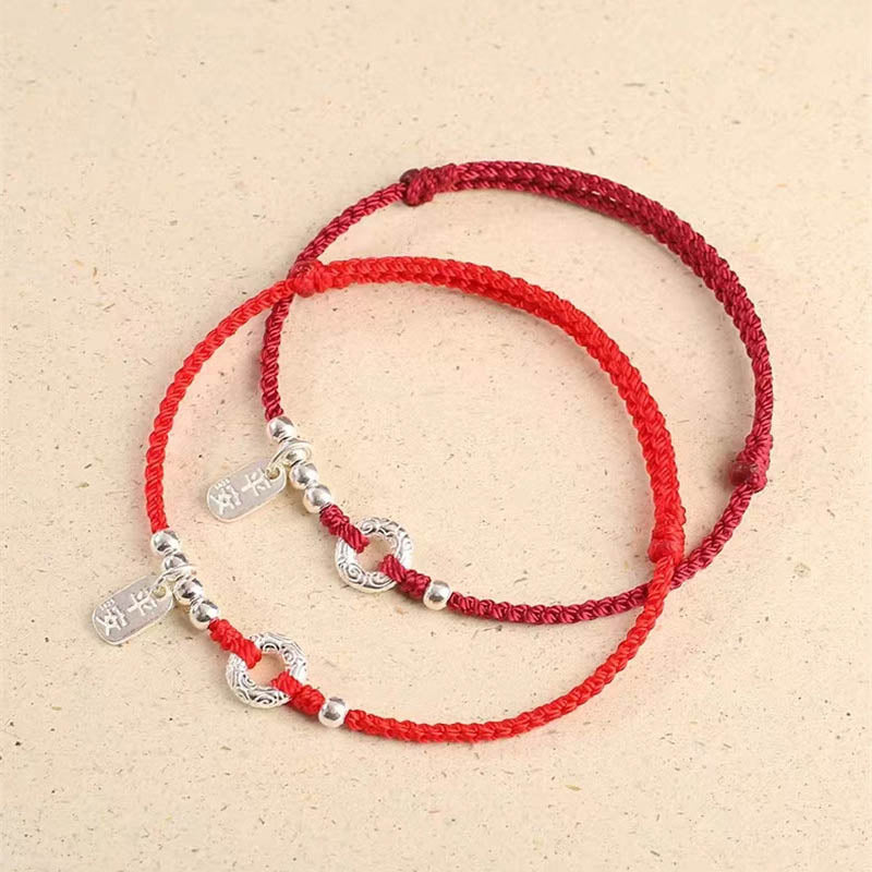 KarmaRipple's 925 Sterling Silver Auspicious Clouds Peace Buckle Safe And Sound Bracelet Anklet ( p4