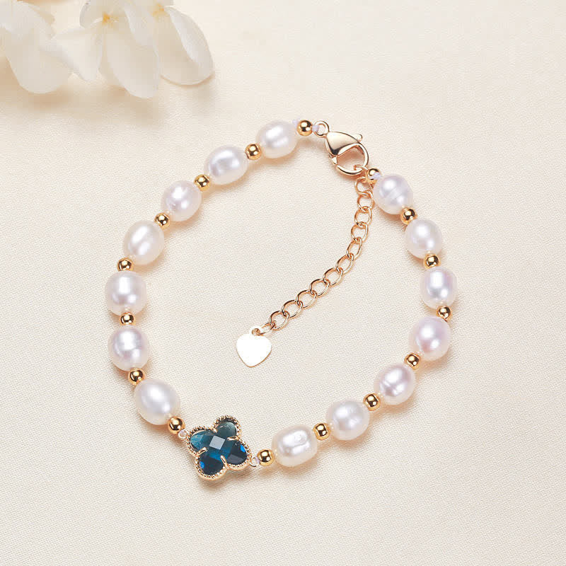 KarmaRipple's Pearl Four Leaf Clover Wealth Chain Bracelet p7