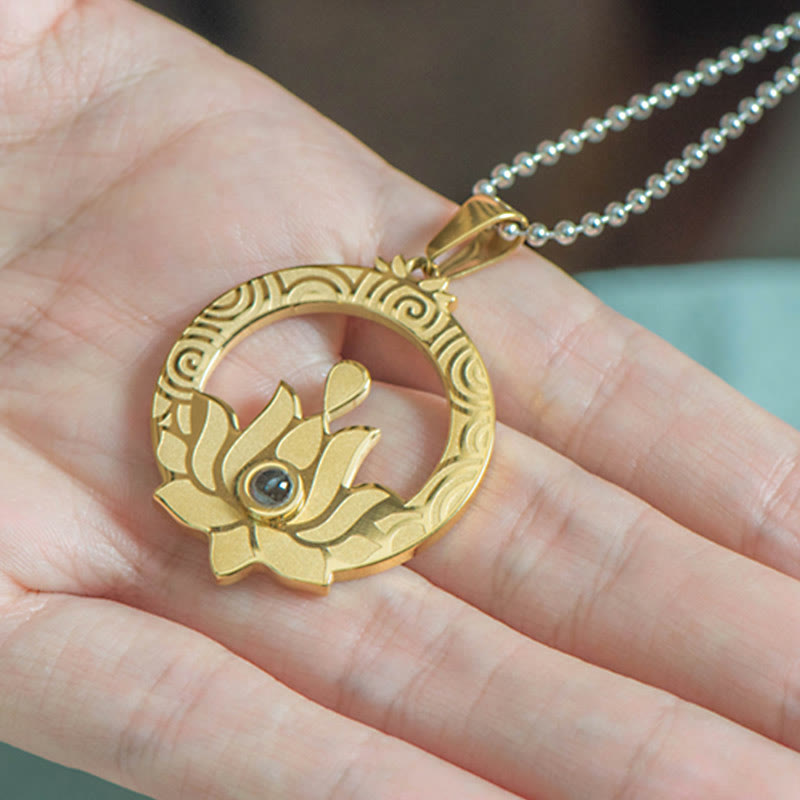 KarmaRipple's Lotus Titanium Steel Enlightenment Projection Shurangama Mantra Pendant Necklace p12