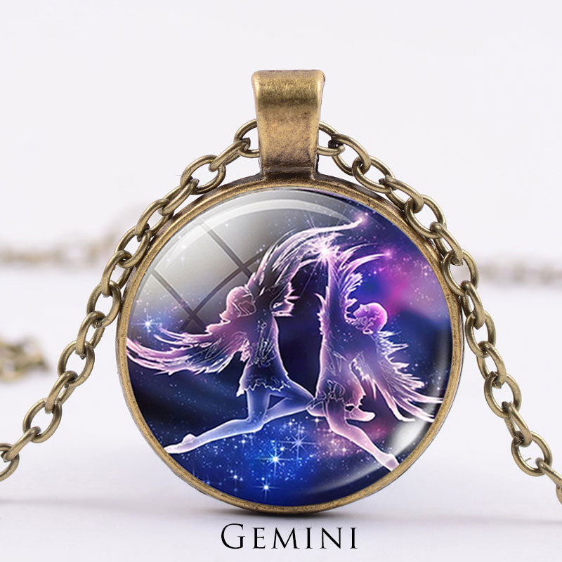 KarmaRipple's 12 Constellations of the Zodiac Moon Starry Sky Protection Blessing Pendant Necklace p32