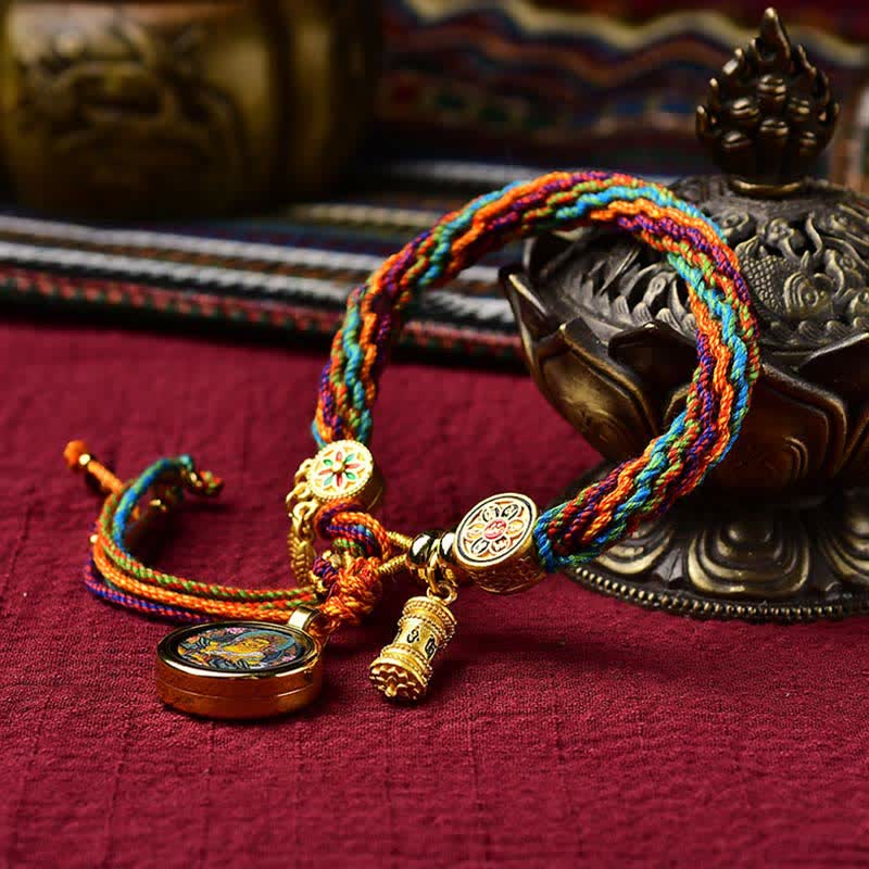 KarmaRipple's Tibetan Fortune Reincarnation Weave Prayer Wheel Dream Catcher Braid String Bracelet p4