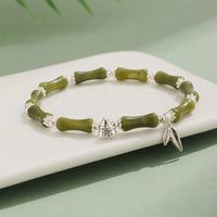 KarmaRipple's Peridot Ivory Jade Strawberry Quartz Green Aventurine Bamboo Fu Character Fortune Bracelet