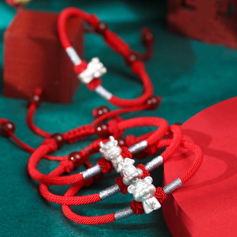 KarmaRipple's 999 Sterling Silver Chinese Zodiac Fortune Strength Red String Bracelet p16