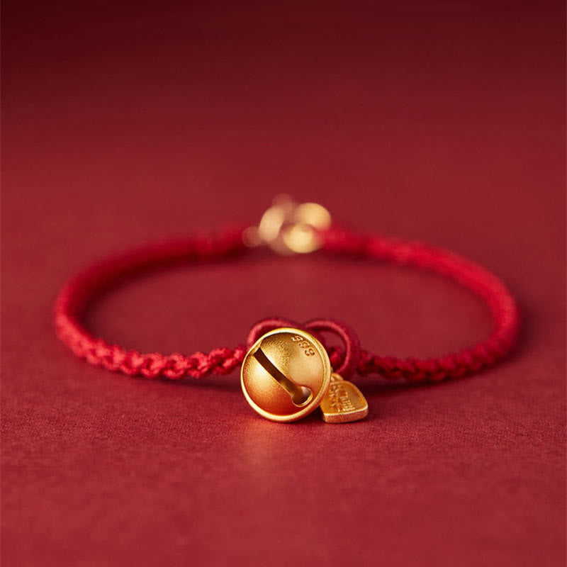 KarmaRipple's Handmade Fu Character Talisman Fortune Happiness Bell Red Rope Bracelet p3