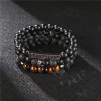 KarmaRipple's 3Pcs Frosted Stone Lava Rock Tiger Eye Activate Bracelet