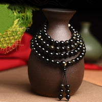 KarmaRipple's 108 Mala Beadwork Authentic Gold Sheen Obsidian Wealth Bracelet