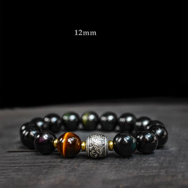 KarmaRipple's To Experience a Reversal of Fortune Rainbow Obsidian Gold Sheen Obsidian Protection Bracelet p17