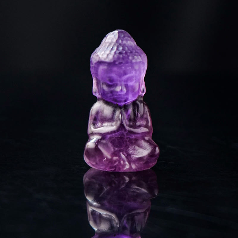 KarmaRipple's Various Gemstone Amethyst Pink Gemstone Ivory Gemstone Citrine Buddha Carved Spiritual Balancing Pendant Necklace Decoration p1