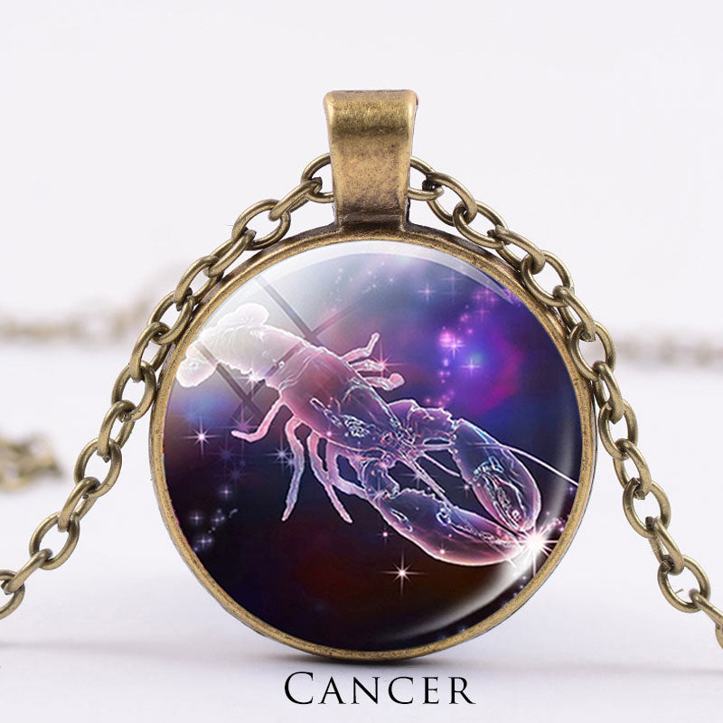 KarmaRipple's 12 Constellations of the Zodiac Moon Starry Sky Protection Blessing Pendant Necklace p71